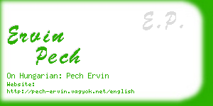 ervin pech business card